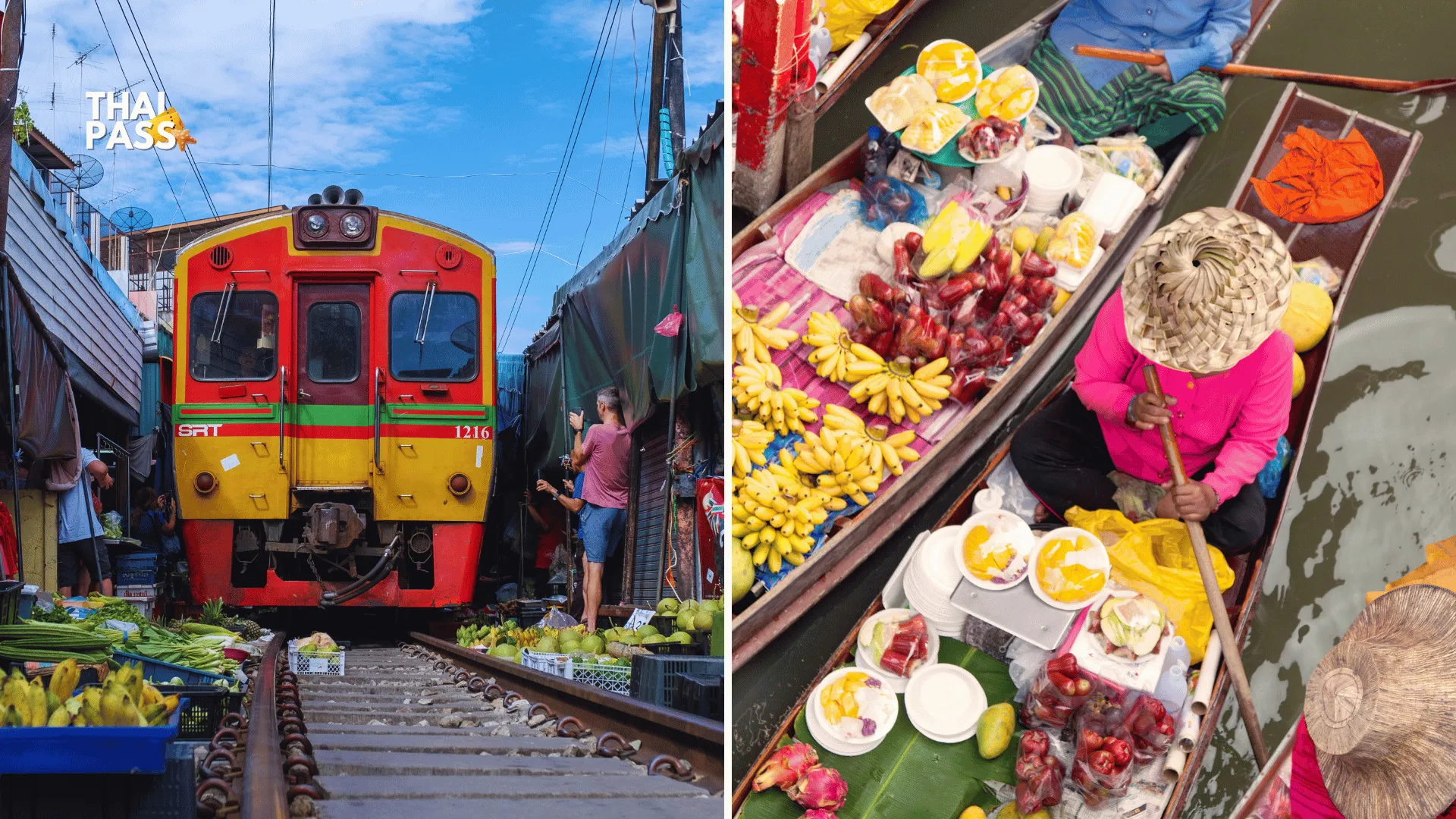 Classic Bangkok tour - Railway Train market & Damnoen Saduak Floating market_thumbnail_thethaipass.com