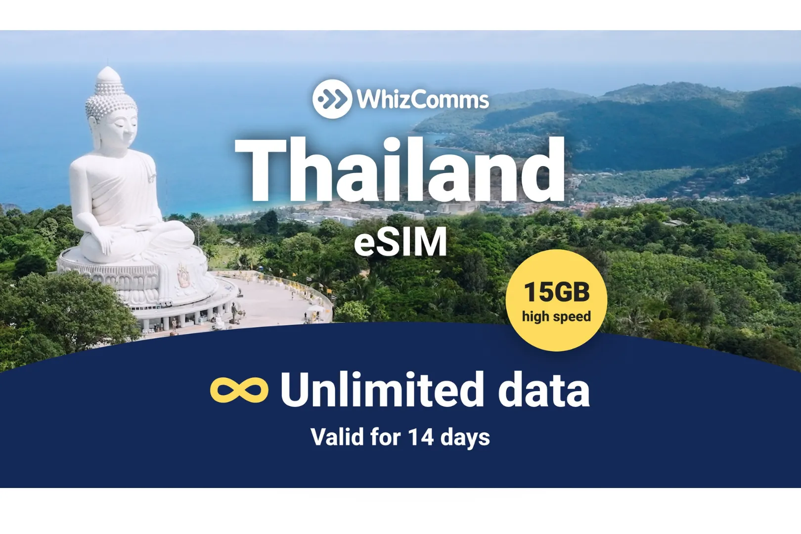 WhizComms 14-Day 15GB Unlimited Thailand eSIM – Instant Activation & Nationwide Coverage_thumbnail_thethaipass.com