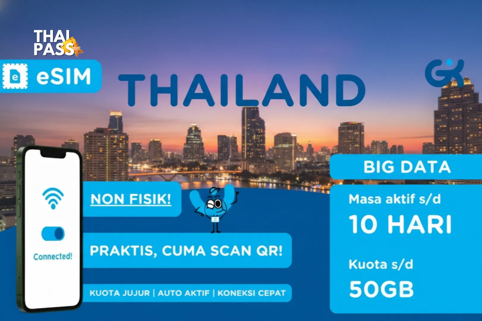 eSIM Thailand Bangkok Big Data | Travel SIM Thailand Kuota Besar_thumbnail_thethaipass.com